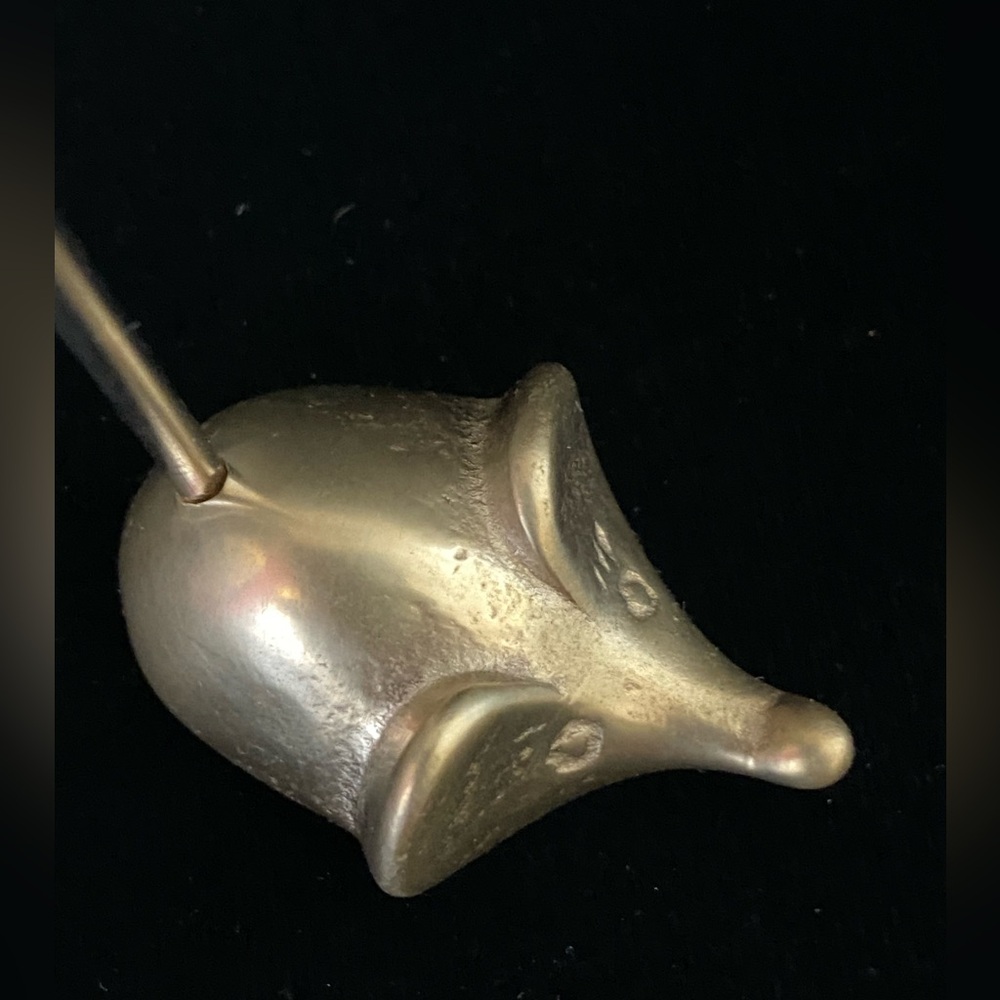 Vintage Brass Mouse Ring or Desk Office Note Receipt Holder 3.5”Tall Mid Century - Picture 2 of 10